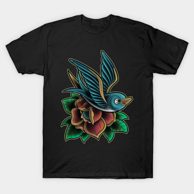 Sparrow Tattoo Oldschool T-Shirt by danielcolumna_art